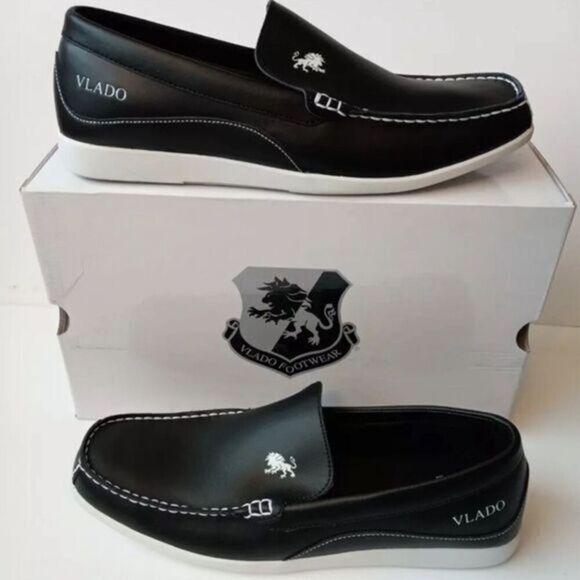 NIB Vlado Footwear Elite Men’s Black Leather Loafer Slip Ons - Size 9.5 - Picture 1 of 13